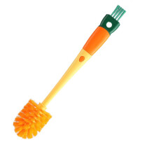 Cepillo limpiador 4 en 1 para vasos y botellas con mango largo de zanahoria, 32 cm