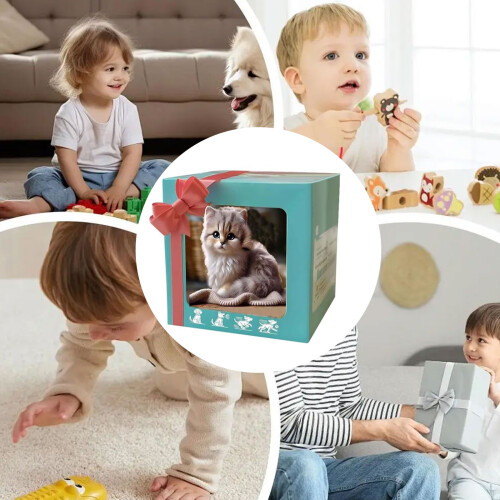 Realistic Cats Plush Toy With Simulation Barking Tail-White 2