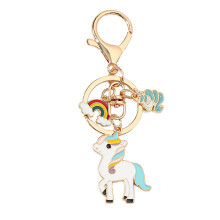 Enchanting Rainbow Horse Keychain for Securing Car Keys-B