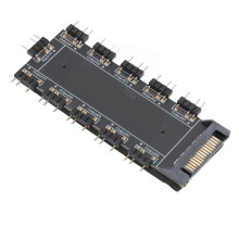 RGB 10-poorts 5V 3-pins ARGB-hub SATA-voedingssplitter met moederbordconnector