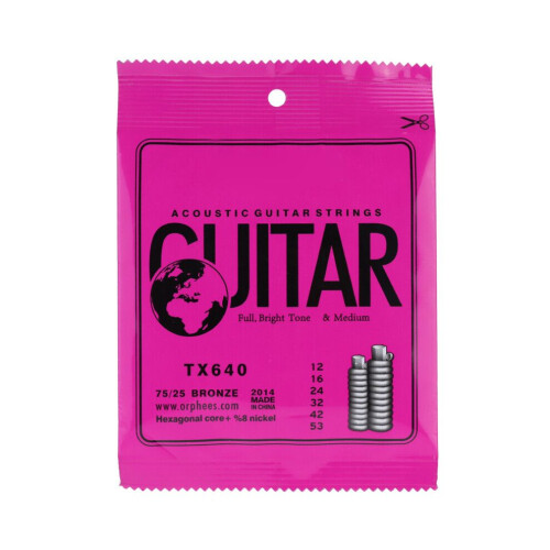 6pcs Orphee TX640 Phosphor Bronze Acoustic Strings .012-.053 Medium 1