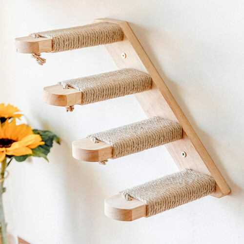 Wall Mounted Cats Ladder Natural Wood Customizable-Three layers 2