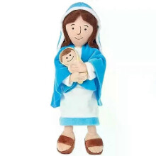 (WHITE) Christ Religious Home Decoration Virgin Mary Educational Plush Pillow Jesus Plush Doll Stuffed Toy