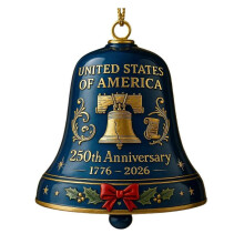 (Blue) USA 250th Anniversary Bell Wear Resist Elegant Crafted Doorbell Anniversary Bell Ornament for Christmas Tree Decorations-2Pcs Red