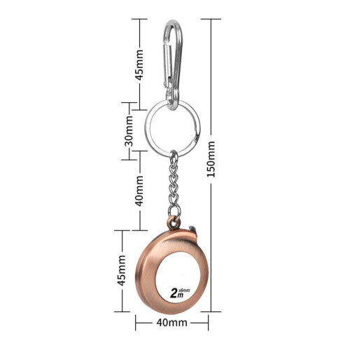 Mini 2m måttband 6mm brett bärbart med karbinhake för pyssel 1