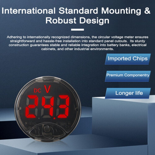 7-120VDC Touch Control Voltage Meter with Alarm, Custom Colors, 33.5mm 1