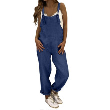 (2XL, Dark Blue) Women Plus Size Jumpsuit Casual Loose Trendy Comfy Dungarees Romper Daily Simple