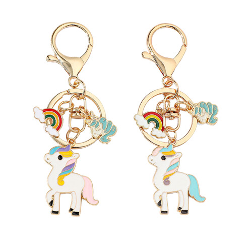 Porte-clés de voiture cheval arc-en-ciel conçu pour un usage-B 1