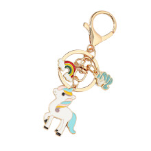 Adorable porte-clés de voiture cheval arc-en-ciel en métal,-UN