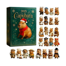 (01) Capybara Themed Christmas Arrival Calendar Christmas Countdown Calendar 24pcs Christmas Tree 2D Flat Capybara Hanging Pendant-01