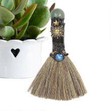 (A) Witch Broom Stick Compact Healing Crystal Witch Altar Broom Cleansing Healing Supplies Halloween Home Decoration For Dormitory