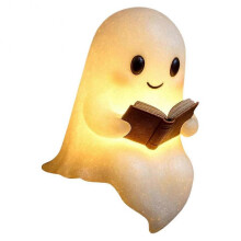 (1Pcs large)Ghost Reading Book Lamp Cute Ghost Reading Light LED Ghost Reading Night Light Halloween Decor Cartoon Ghost Bedside Lamp Props-1PCS small