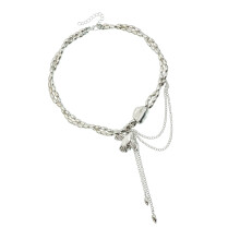 Collier de mode double couche avec colombes volantes et glands,