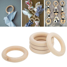 5pcs Wood Color Baby Teething Ring Unfinished Circles DIY Craft Pendant Connectors73mm / 2.9in