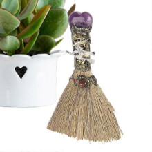 (C) Witch Broom Stick Compact Healing Crystal Witch Altar Broom Cleansing Healing Supplies Halloween Home Decoration For Dormitory