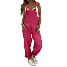 (3XL, Red) Women Plus Size Jumpsuit Casual Loose Trendy Comfy Dungarees Romper Daily Simple
