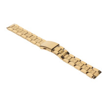 Metall-Uhrenarmband mit Doppelfaltschließe, 18 mm, Gold, Ersatzarmband für Damen und Herren