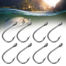 Robust 50Pcs Iseama Barbed Fish Hooks High Carbon Steel Type 6#