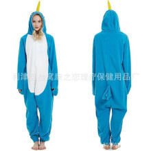 (Size S (150-160cm, 60-110 catties),narwhal)Women's autumn and winter polar fleece cartoon one-piece pajamas home wear