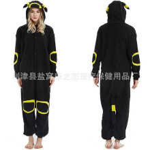 (Size S (150-160cm, 60-110 catties),Yellow Circle Moon Elf)Women's autumn and winter polar fleece cartoon one-piece pajamas home wear