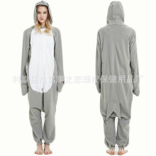(Size M (161-170cm, 80-140 catties),Gray seal)Women's autumn and winter polar fleece cartoon one-piece pajamas home wear