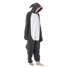 (Size S (150-160cm, 60-110 catties),Gray Shark)Women's autumn and winter polar fleece cartoon one-piece pajamas home wear