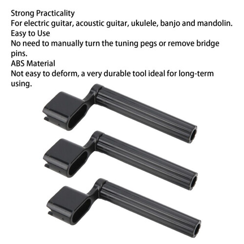 Stränguppdragare och Peg Puller-set för ukulele och gitarr - 3 delar i svart 2