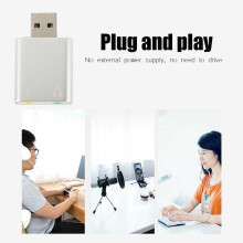 Carte son externe USB 2.0 7.1 canaux, boîtier aluminium 28 x 11 x 42 mm, couleur argent