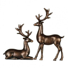 (Brown) Christmas Electroplating Golden Reindeer Statue Standing Sitting Elk Figurine Deer Sculpture Home Decoration Ornament