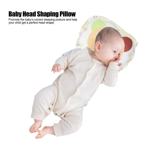 Breathable Baby Pillow, Bear Shape, Flat Head Support, 28x22cm Yellow 2