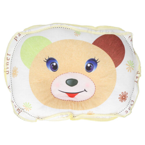 Breathable Baby Pillow, Bear Shape, Flat Head Support, 28x22cm Yellow 1