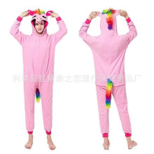 (Size L (171-180cm, 100-170 catties),Golden Horned Pegasus)Women's autumn and winter polar fleece cartoon one-piece pajamas home wear