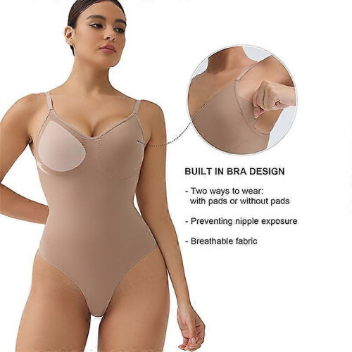 (4XL/5XL)Tummy Control Thong Bodysuit Built in bra for 2