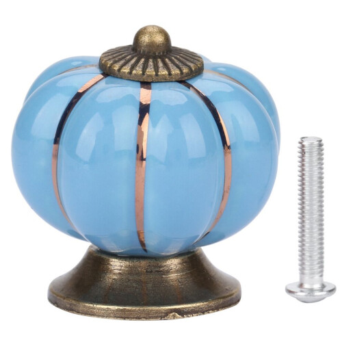 European Style Blue Ceramic Pumpkin Knobs for Room Cabinets and Drawer Pulls 1