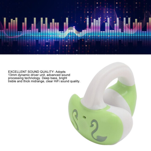Écouteurs Bluetooth à clip vert gazon, autonomie de 10 h, V5.3 2