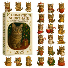 (B) Christmas Pug Ornament Interesting Habadog Advent Calendar 24pcs 2D Flat Decorative Items For Dogs lover