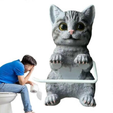 (A) Toilet Paper Stand Wall Mount Cat Home Decor Funny Tissue Holder Roll Stand For Bathroom Kitchen Counter Office Apartment-E
