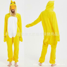 (Size S (150-160cm, 60-110 catties),Little Yellow Duck)Women's autumn and winter polar fleece cartoon one-piece pajamas home wear