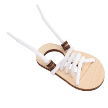 Juguete de madera con cordones para niños pequeños, desarrollo de la motricidad fina.
