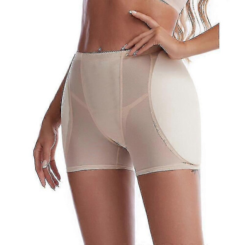 (S,BEIGE)Women's Butt Lifter Shapewear Hip Pads Enhancer Panties Shaper Boyshort A 1