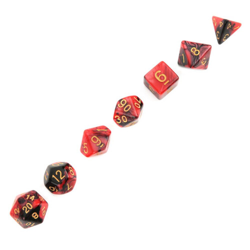 7PCS PMMA Acrylic Multi-Sided Board Game Dice Set Red Black, 4-20 Sides 1
