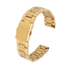 Hochwertiges goldfarbenes Edelstahl-Uhrenarmband mit Schnellverschluss, 20 mm, für Damen und Herren