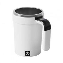 (White) Automatic Stirring Coffee Mug Digital Temperature Display Insulated Smart Self Portable Electric Mixing Cup for Off