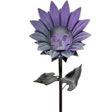(02) Halloween Skull Sunflower Yard Signs Table Centerpieces Gothic for Farm Outdoor Pathway Vase-06