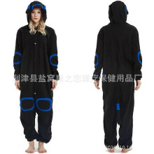 (Size M (161-170cm, 80-140 catties),Blue Circle Moon Elf)Women's autumn and winter polar fleece cartoon one-piece pajamas home wear