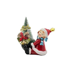 (B) New Christmas Tree Girl Statue - Resin Craft Holiday Party Prop, Home Decor Tabletop Ornament