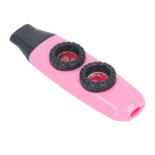 Pinkfarbene Kazoo-Flöte mit zwei Löchern, einstellbarer Tonhöhe und Membran (115 mm)