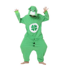 (XL (181-190cm, 120-210 catties),Four Leaf Bear)Women's autumn and winter polar fleece cartoon one-piece pajamas home wear