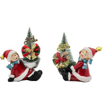 (C) New Christmas Tree Girl Statue - Resin Craft Holiday Party Prop, Home Decor Tabletop Ornament