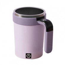 (Purple) Automatic Stirring Coffee Mug Digital Temperature Display Insulated Smart Self Portable Electric Mixing Cup for Off